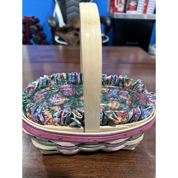 Longaberger 1996 Small Easter Basket‎ w Handle 8 x 4.5 x 3 Oval Liner,protector - Picture 1 of 6